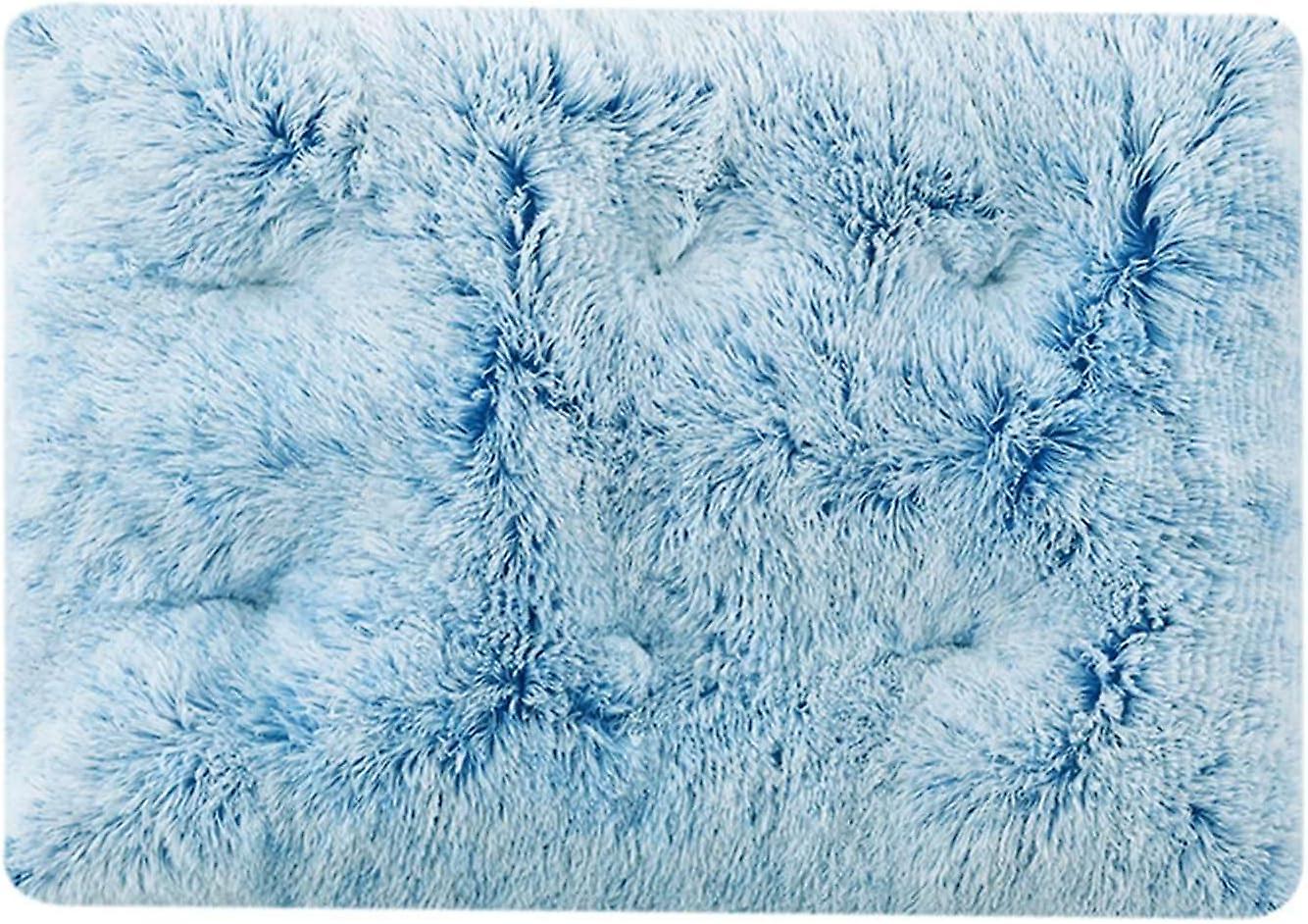 Plush Dog Cushion， Warm And Soft Pet Bed， Washable Faux Fur Cat Bed， For Winter， Blue Tie Dye， Xl(95x65cm)