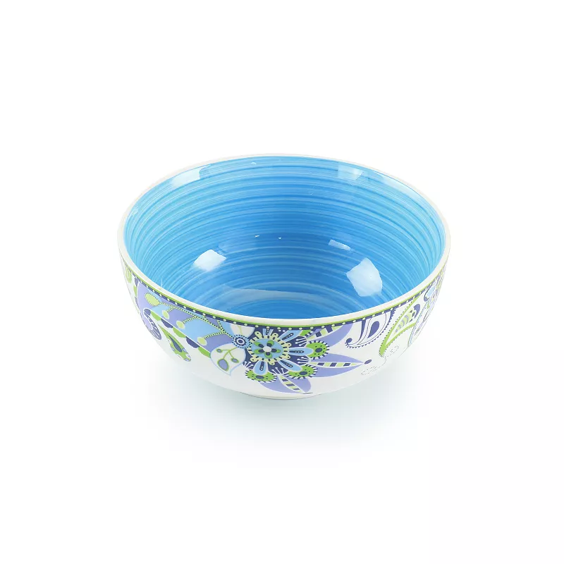 Elama Blue Fiesta 16 Piece Round Porcelain Dinnerware Set