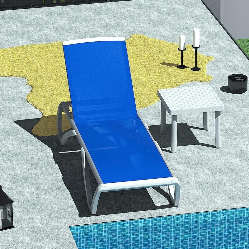 Adjustable Aluminum Pool Lounge Chairs with Arm  Weather Pool Chairs for Outside  In Pool  Lawn(1 Lounge Chair)