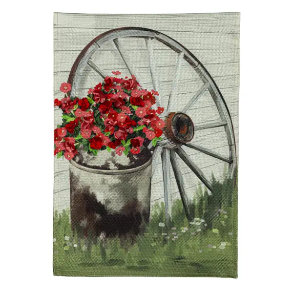 Evergreen Enterprises Floral Milk Can Garden Burlap Flag