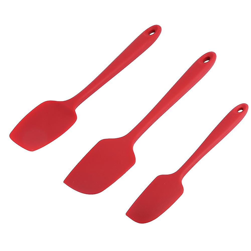 Three-piece silicone scraper Baking cake cream spatula knife batter mixing knife(Red)