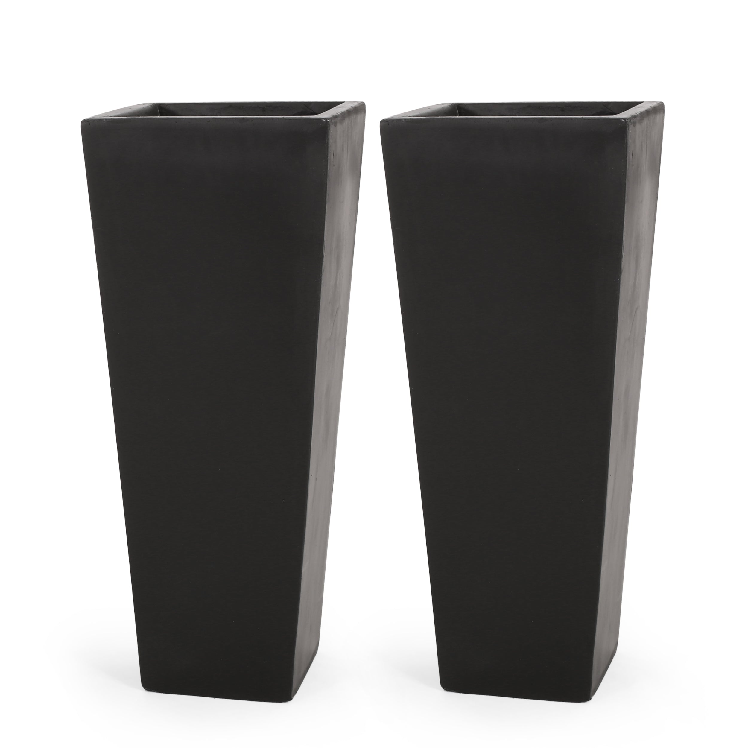 Toland Outdoor Modern Cast Stone Planters (Set of 2)