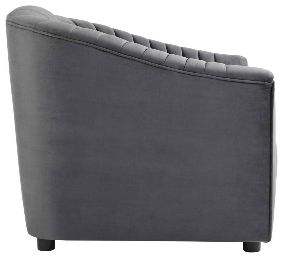 Announce Performance Velvet Channel Tufted Armchair  Charcoal   Transitional   Armchairs And Accent Chairs   by Homesquare  Houzz