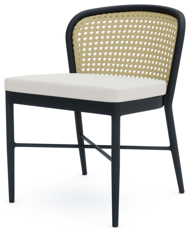 Dining Chair  Ivory White  Aluminum  Modern  Outdoor Patio Bistro Hospitality   Tropical   Outdoor Dining Chairs   by House Bound  Houzz