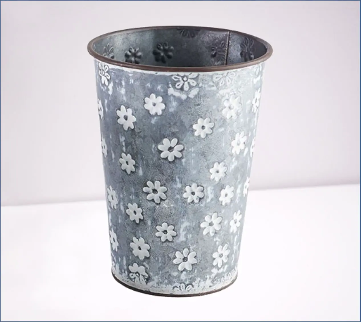 Stackable customised metal galvanised french flower bucket for home and garden decor