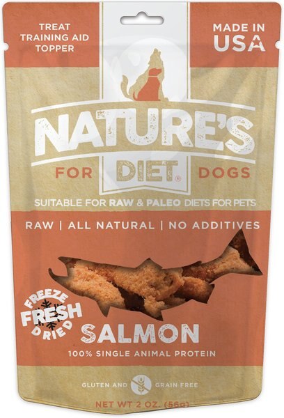 Nature's Diet Salmon Raw Freeze-Dried Dog Treats， 2-oz pouch