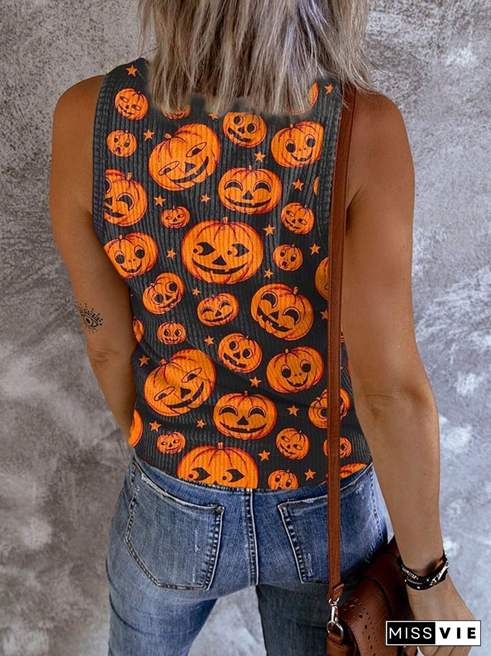 Pumpkin Skull Women's Printed Tank Top