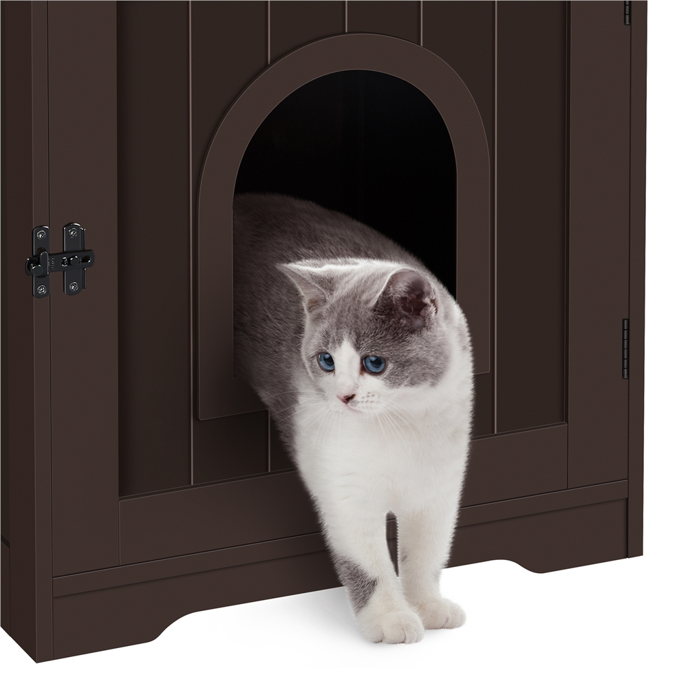 Yaheetech Enclosed Pet Litter Box Indoor Decorative Pet Side Table， Espresso