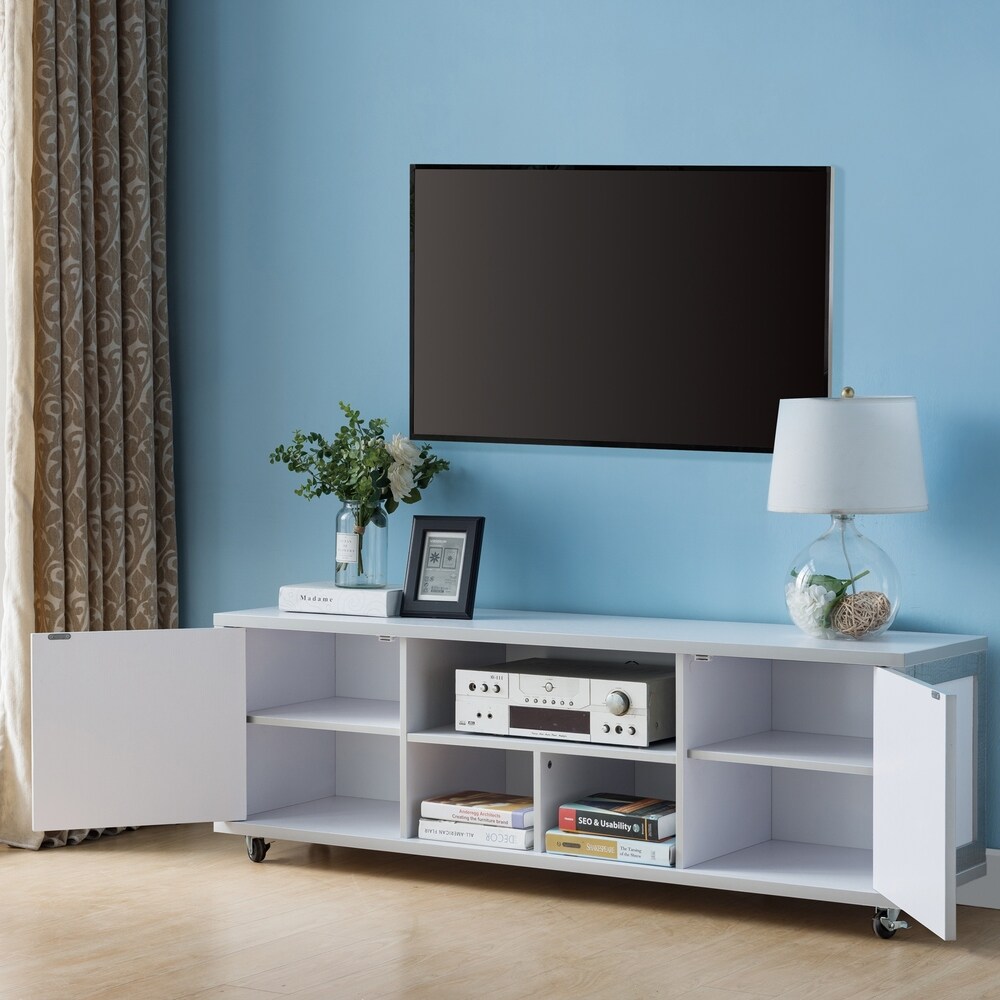 Gaur Contemporary Sliver 60 inch Multi functional Storage TV Console by Furniture of America