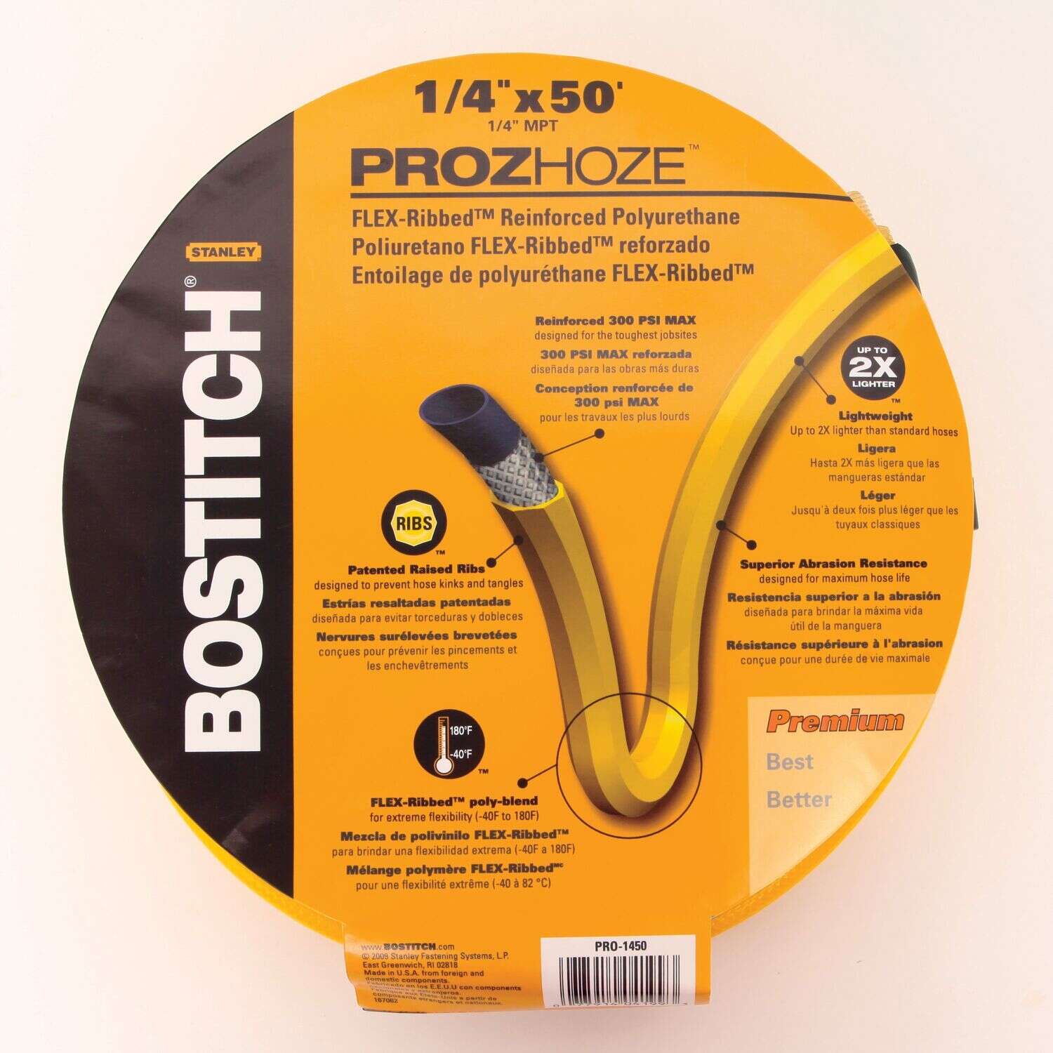 Bostitch ProzHoze 50 ft. L Polyurethane Air Hose 300 psi Yellow