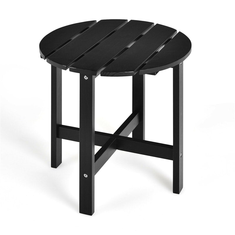 18¡¯¡¯ Outdoor Round Bistro Side Table Wood Slat End Table for Garden