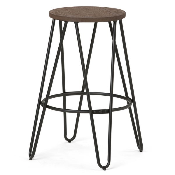 WYNDENHALL Kendall Industrial Metal 26 inch Metal Counter Height Stool with Wood Seat (Set of 2) - 15.7