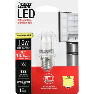 Feit Electric 15-Watt Equivalent T7 Clear Glass Intermediate E17 Base Appliance LED Light Bulb Warm White 3000K BPT7NSULED