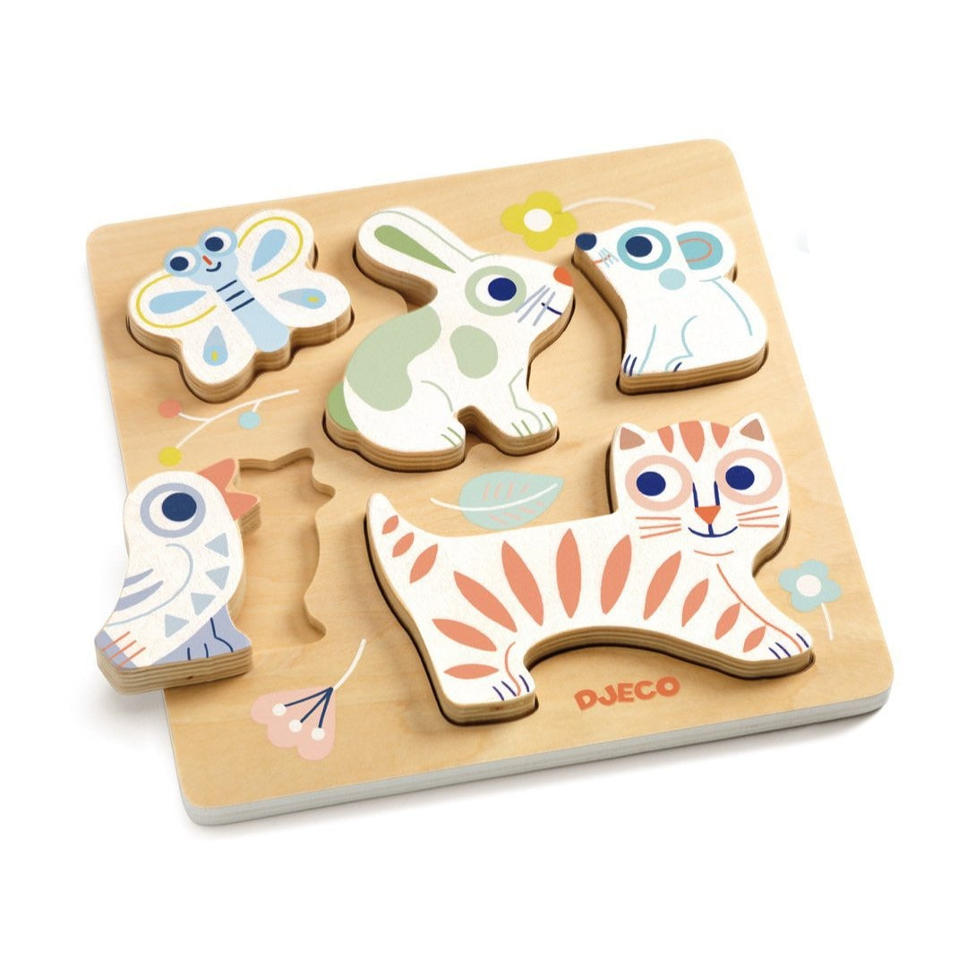 Wooden Puzzle - Baby Animali by Djeco