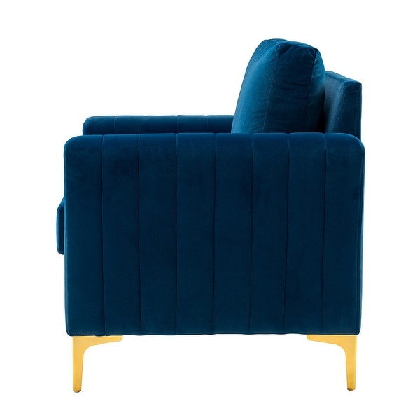 Ganymedes Contemporary Velvet Accent Arm Chair with Golden Legs by HULALA HOME