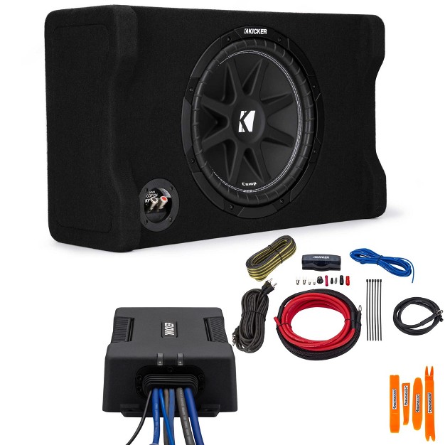 Subwoofer In Down Firing Enclosure With Pxa3001 Small Chassis Amplifier And Wire Kit