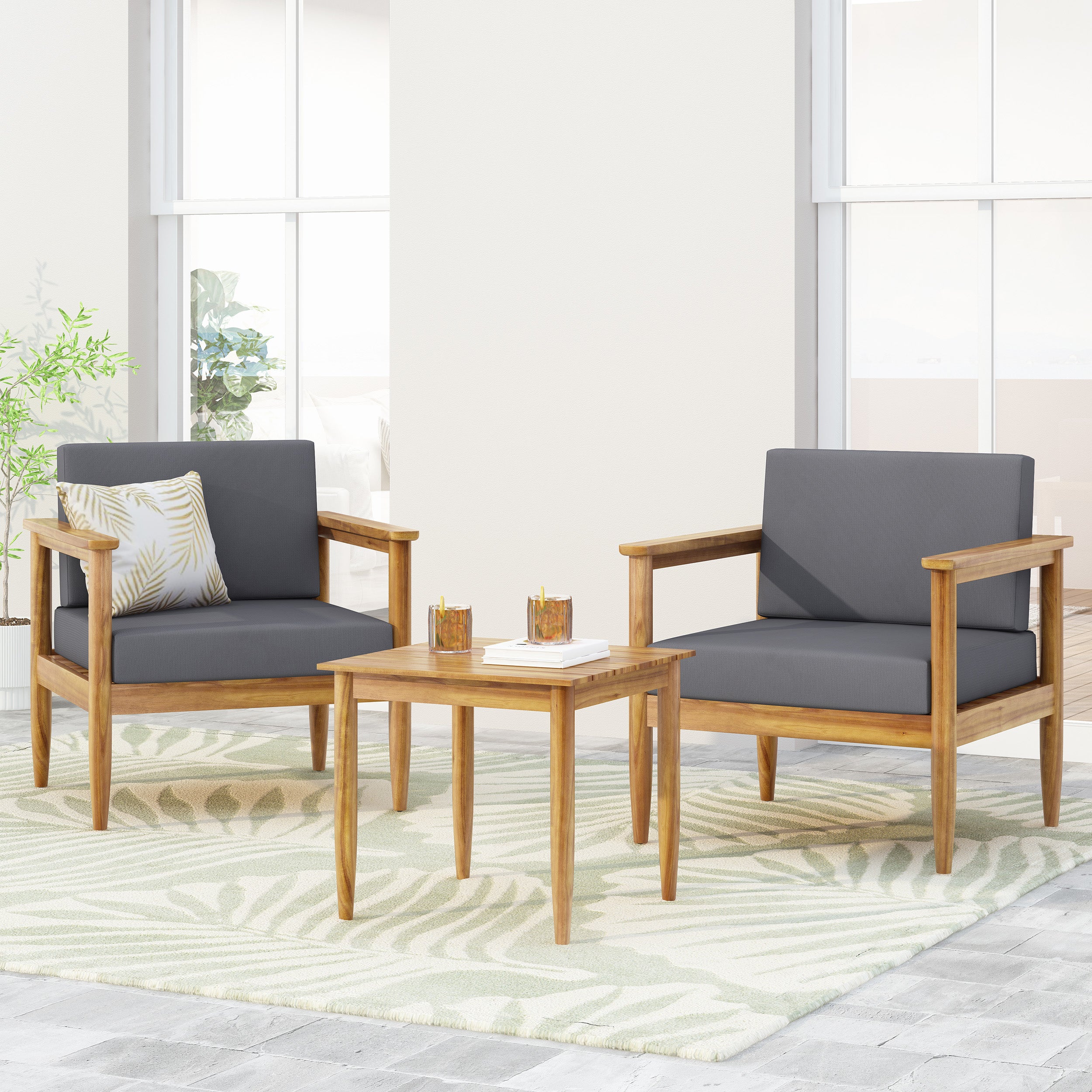 Plumb Outdoor Acacia Wood 2 Seater Chat Set