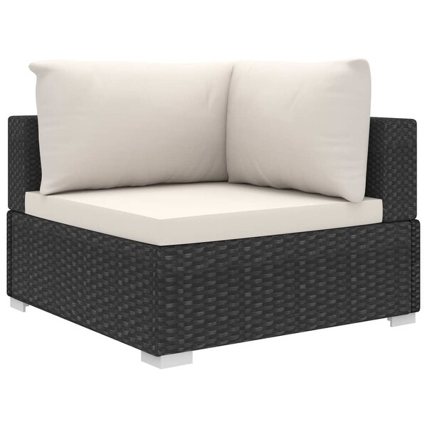 11 Piece Patio Lounge Set with Cushions Poly Rattan Black - Overstock - 36226362