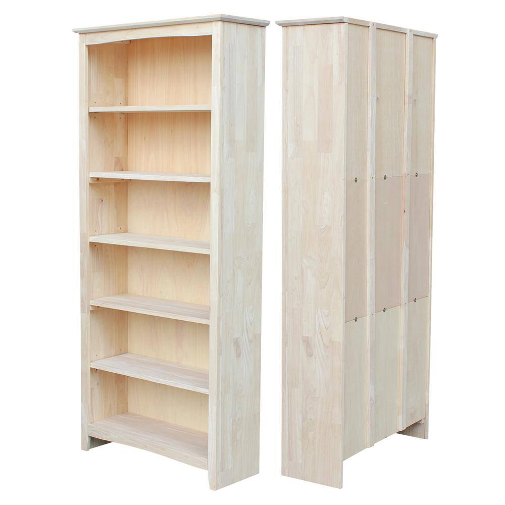 International Concepts 72 in. Unfinished Wood 6-shelf Standard Bookcase with Adjustable Shelves SH-3227A