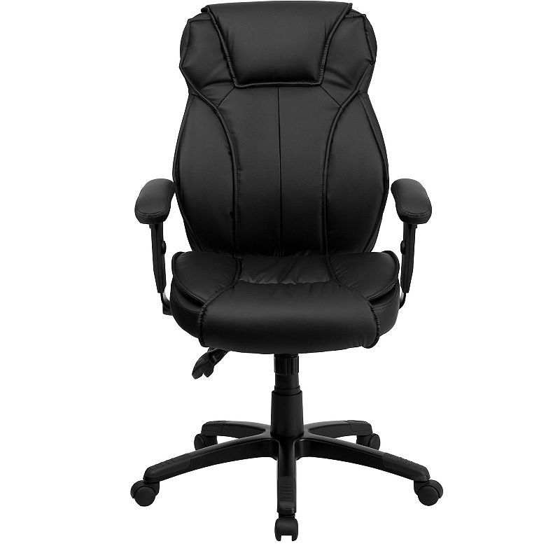 Emma and Oliver High Back Black LeatherSoft Multifunction Ergonomic Office Chair， Lumbar Knob