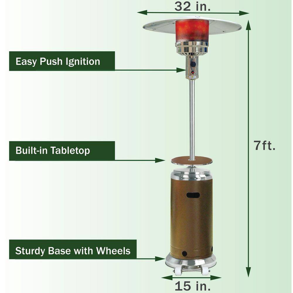 Hanover 48,000 BTU Bronze and Stainless Steel Umbrella Patio Heater H002BRSS