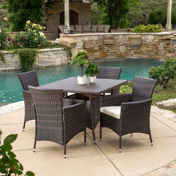 Danielle Outdoor 5piece Wicker Dining Set with Cushions by Christopher Knight Home