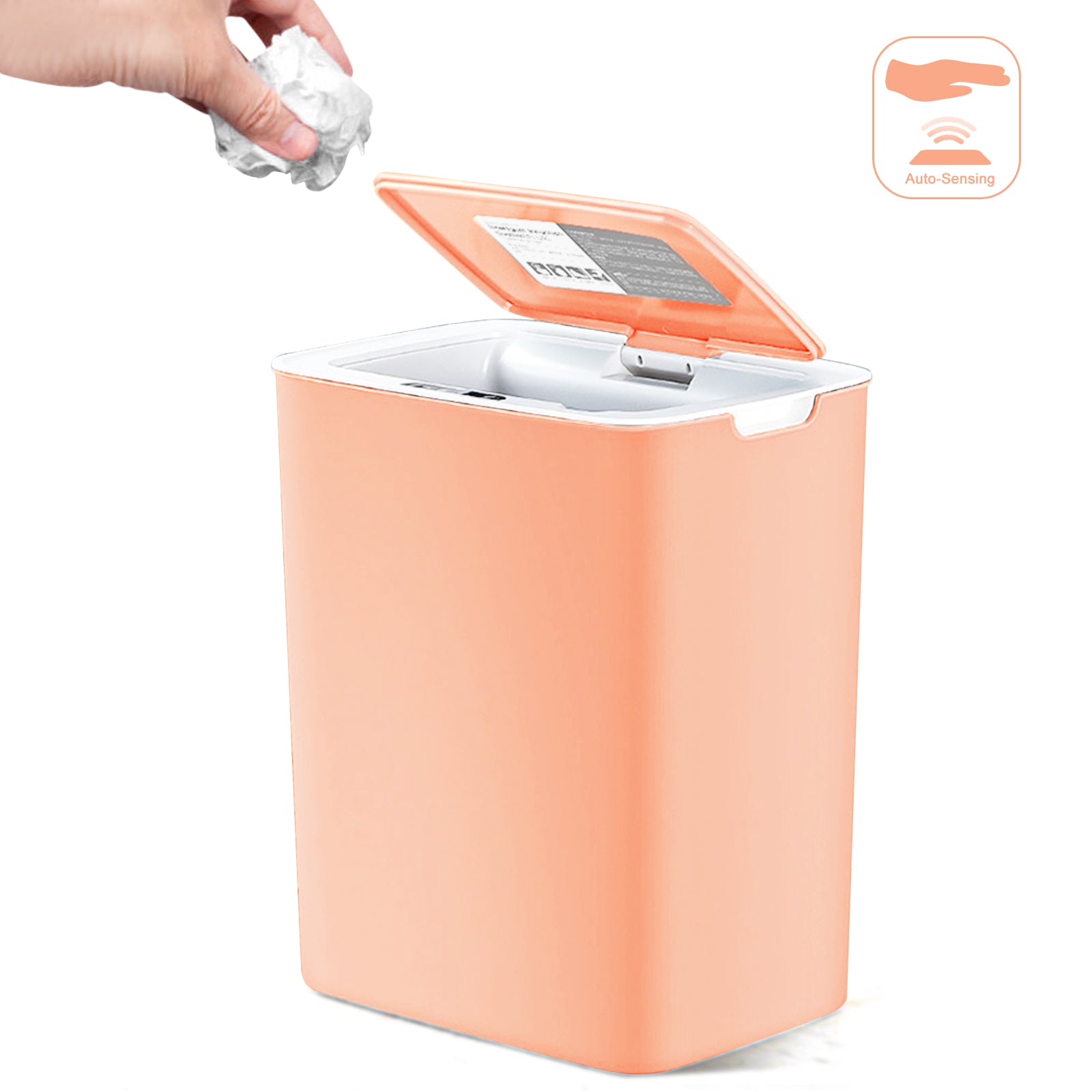 Btmeter 3.7 gal/14L Automatic Trash Can Touchless Garbage Can for Kitchen Bathroom Pink