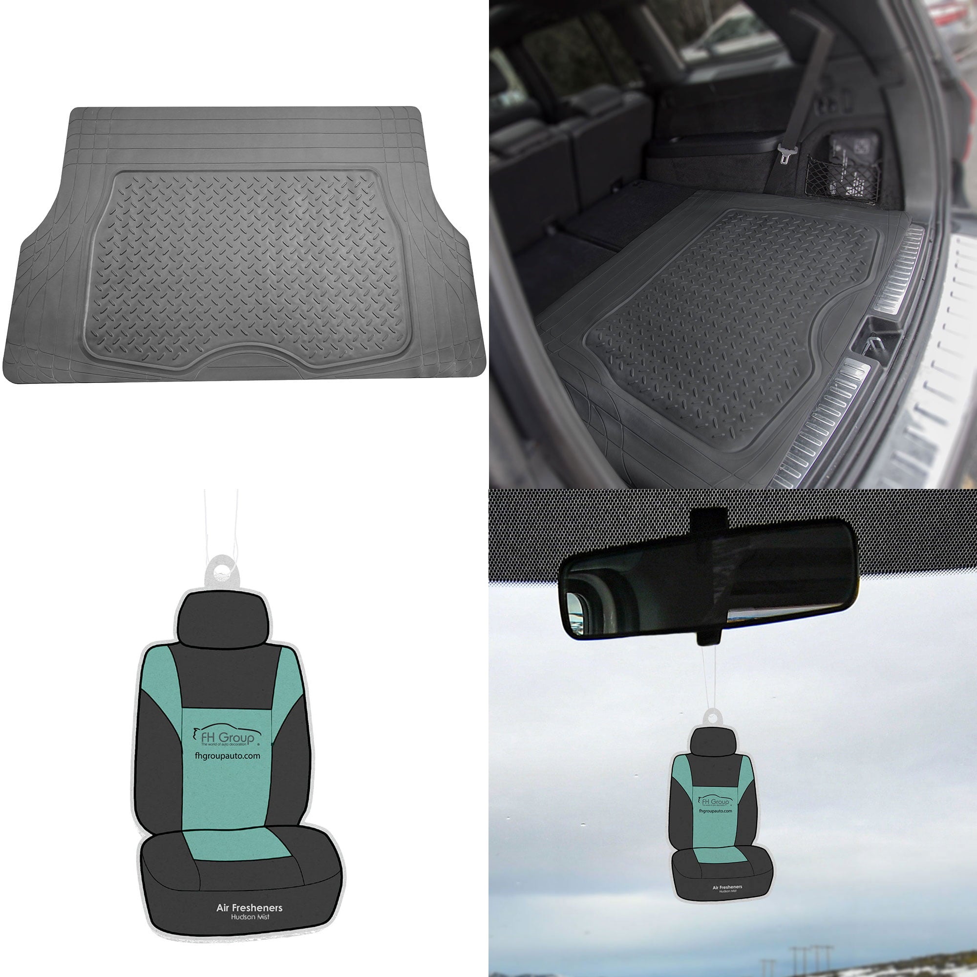 FH Group Premium ClimaProof 1-Piece Vinyl Gray Car Floor Mats Universal Fit with Air Freshener