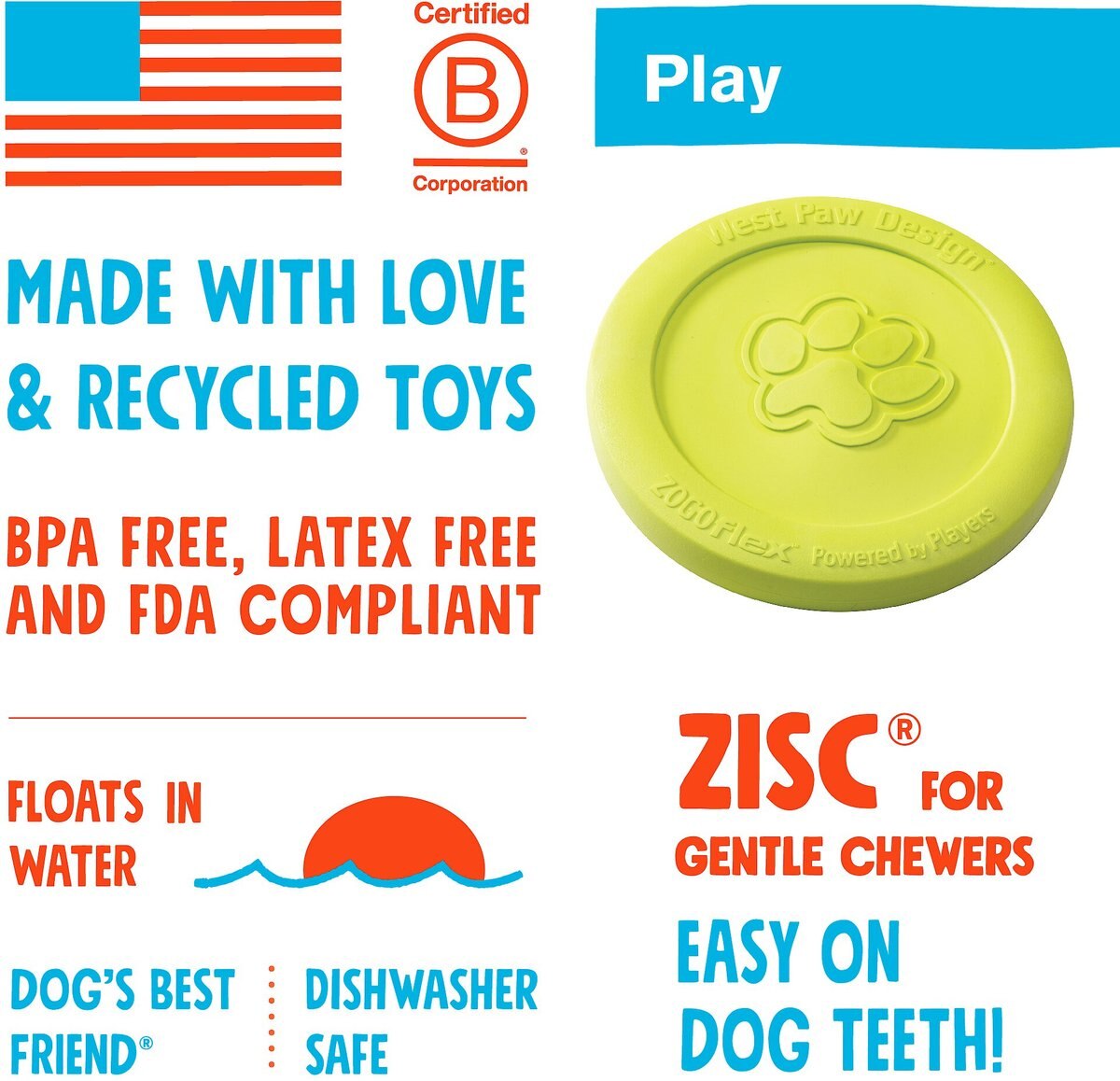 West Paw Zogoflex Zisc Flying Disc Dog Toy