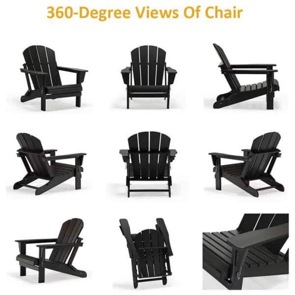 JEAREY HDPS Classic Black Folding Plastic Adirondack Chair