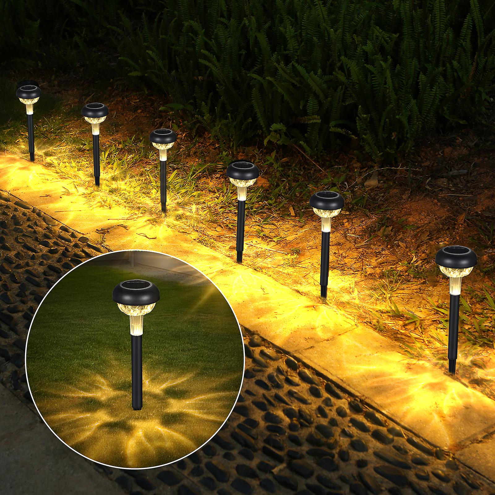 Tomshine 6pcs Leds Outdoor Solar Powered Lamp Lawn Light Sensitive Light Control/ Built-in 600mah Rechargeable Cell/ Ip65 Water Resistance Landscape L