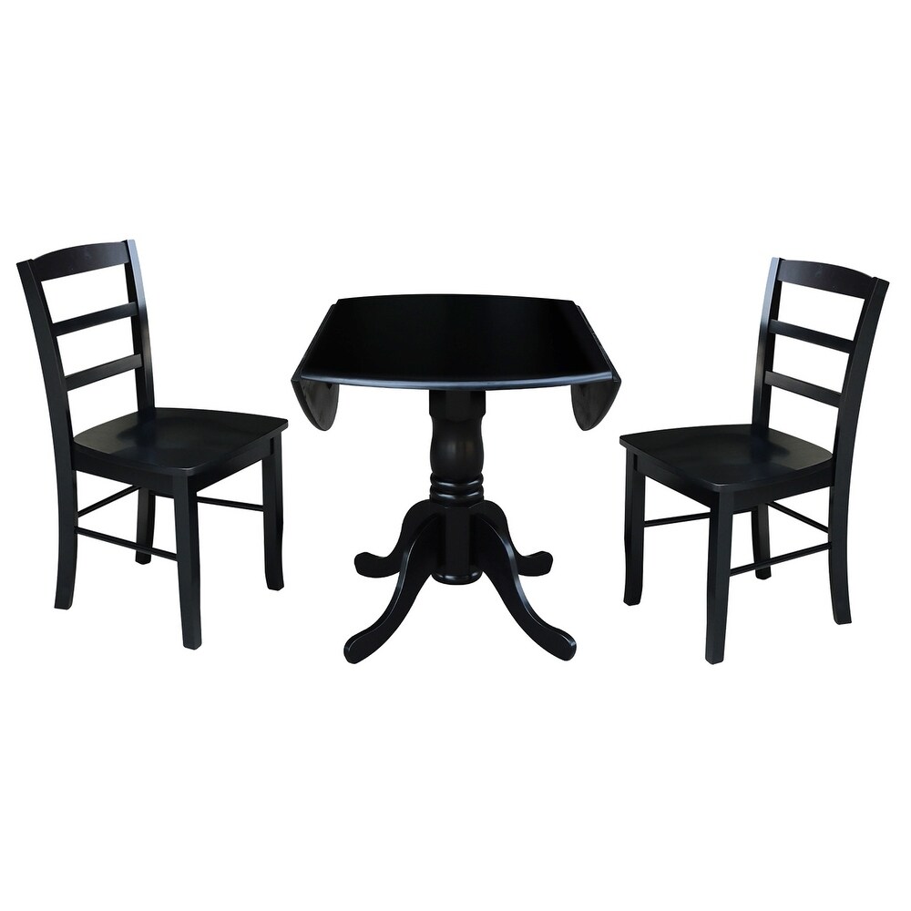 42 inch Dual Drop leaf Pedestal 3 piece Dining Set