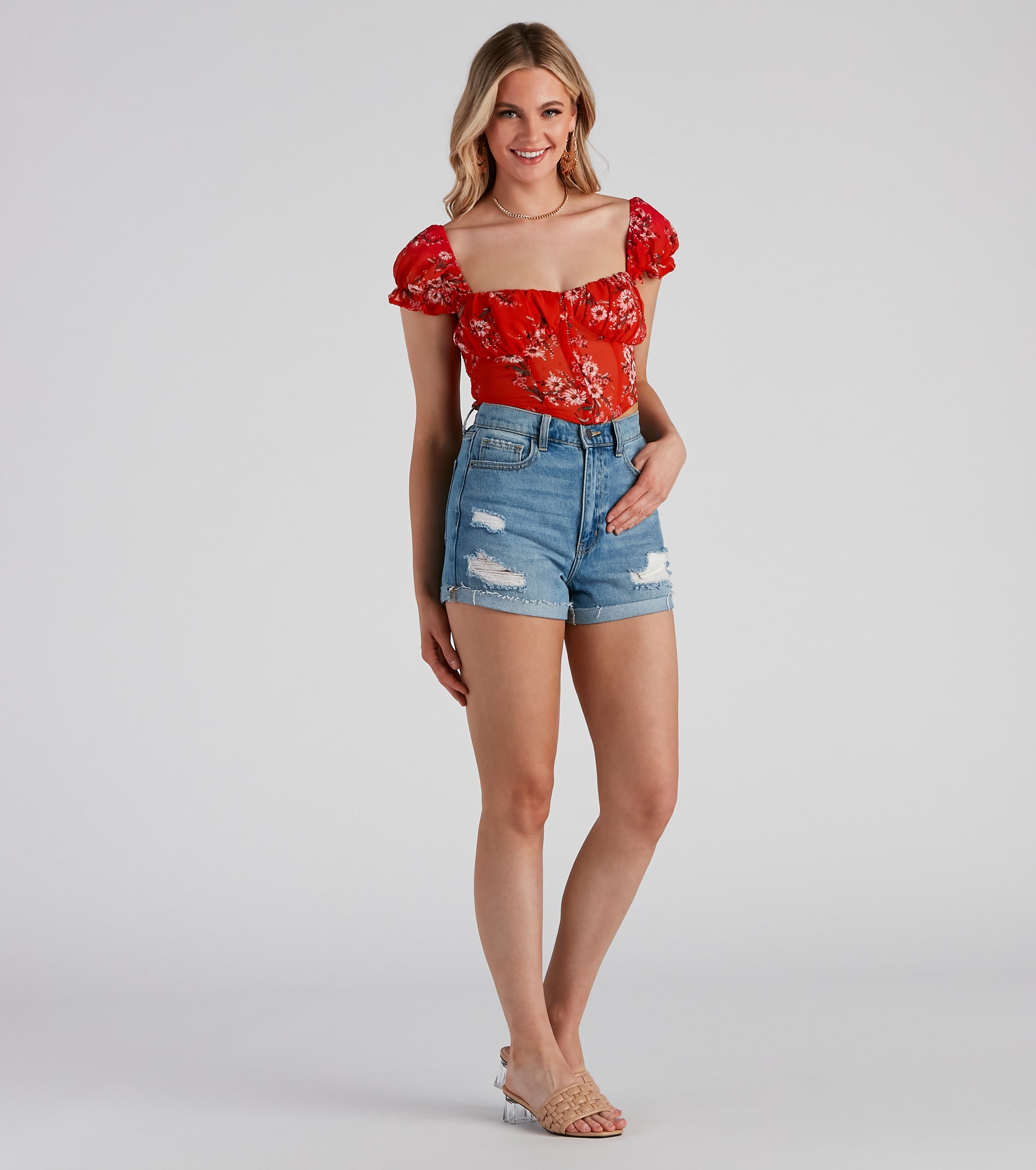 Sunflower State Chiffon Corset Top