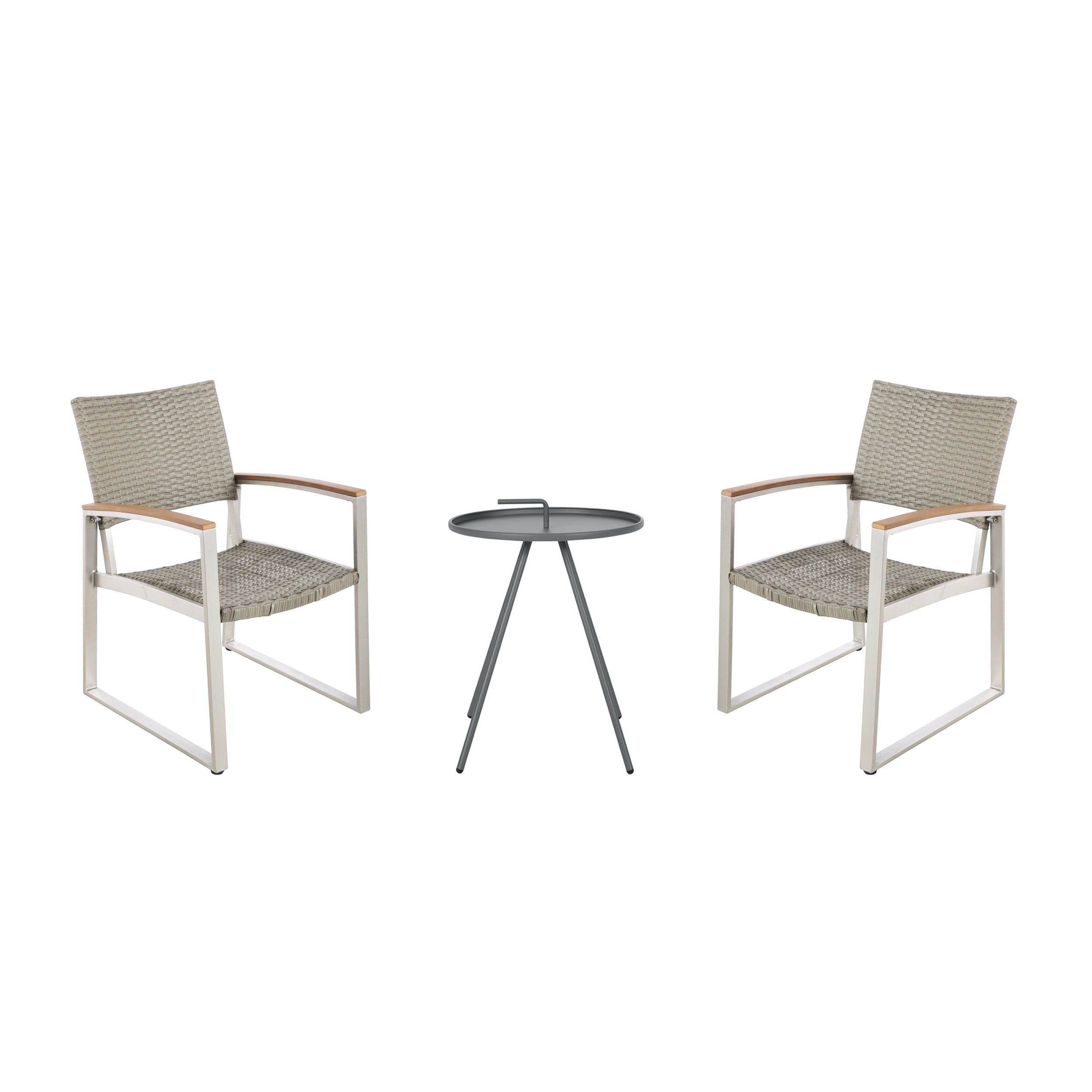 Eunice Outdoor 2 Seater Aluminum and Wicker Chat Set