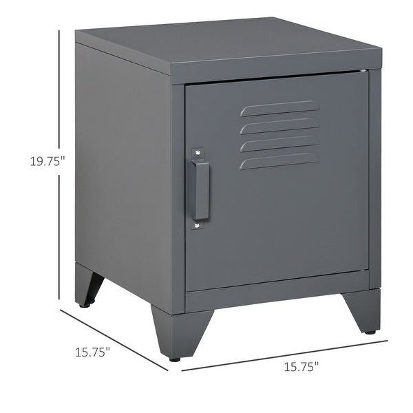 HOMCOM Industrial End Table， Living Room Side Table with Locker-Style Door and Adjustable Shelf - 15.75