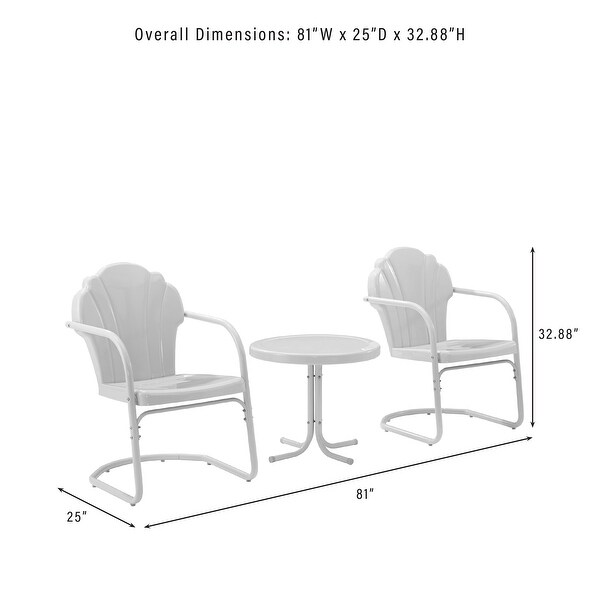 Crosley Tulip 3 Piece Outdoor Metal Armchair Set