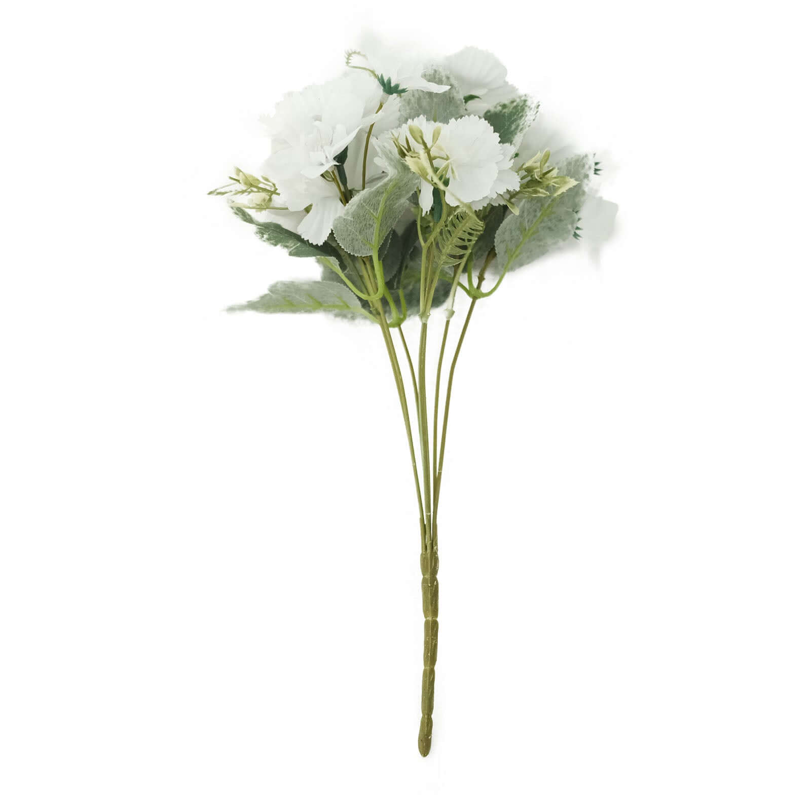 3 Pack White Artificial Silk Carnation Flower Bouquets, Faux Floral Arrangement Bushes 14