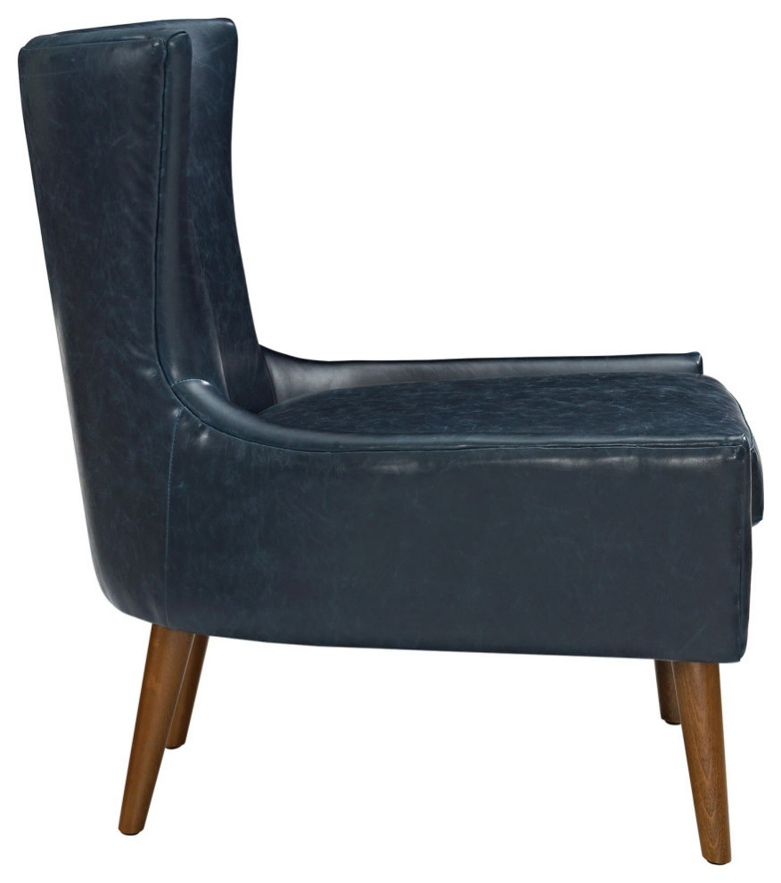 River Navy Upholstered Vinyl Armchair   Midcentury   Armchairs And Accent Chairs   by Peachtree Fine Furniture  Houzz