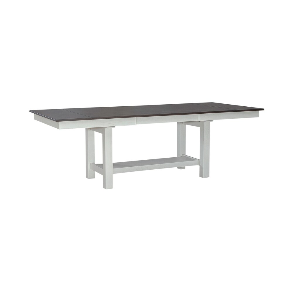 Brook Bay Textured White Carbon Gray Trestle Table Set