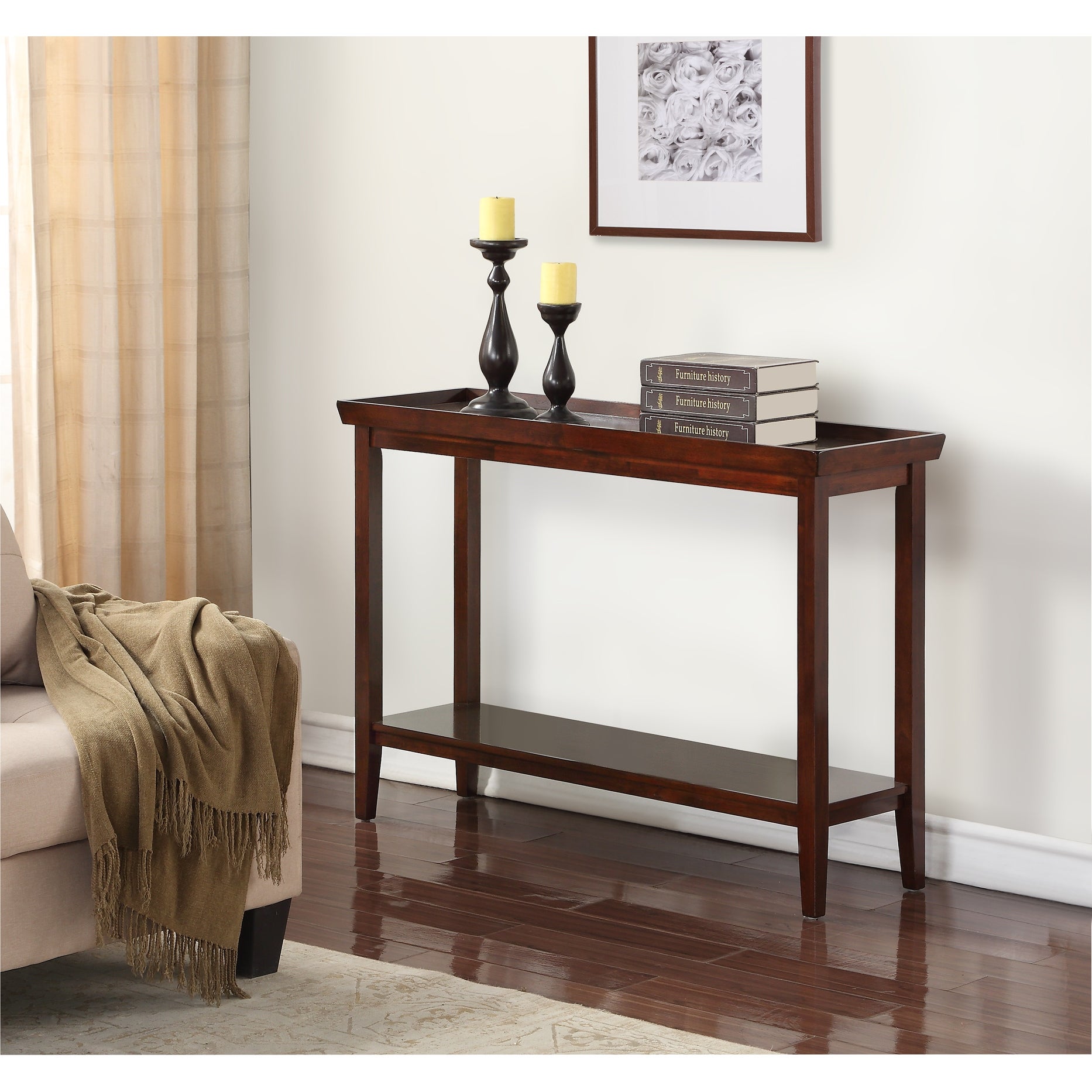 Ledgewood Console Table with Shelf， Espresso