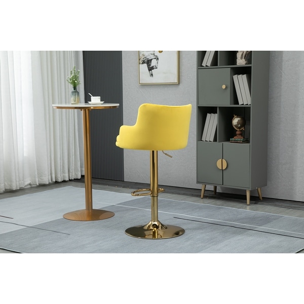 Modern Swivel Barstools with Footrest Velvet Adjustable Height Bar Chairs