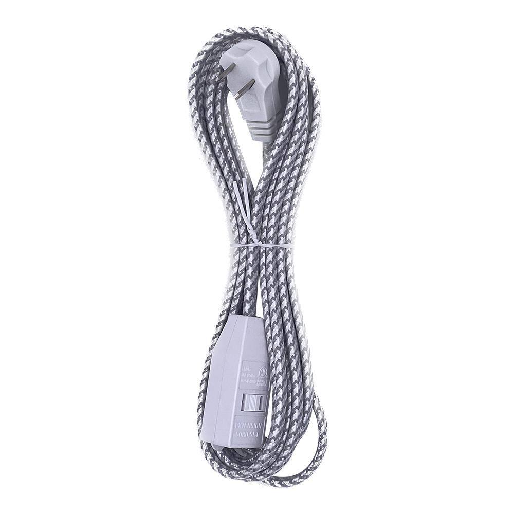 HDX 12 ft. 162 Light Duty Indoor Braided Tight Space Extension Cord GreyWhite FSEX60