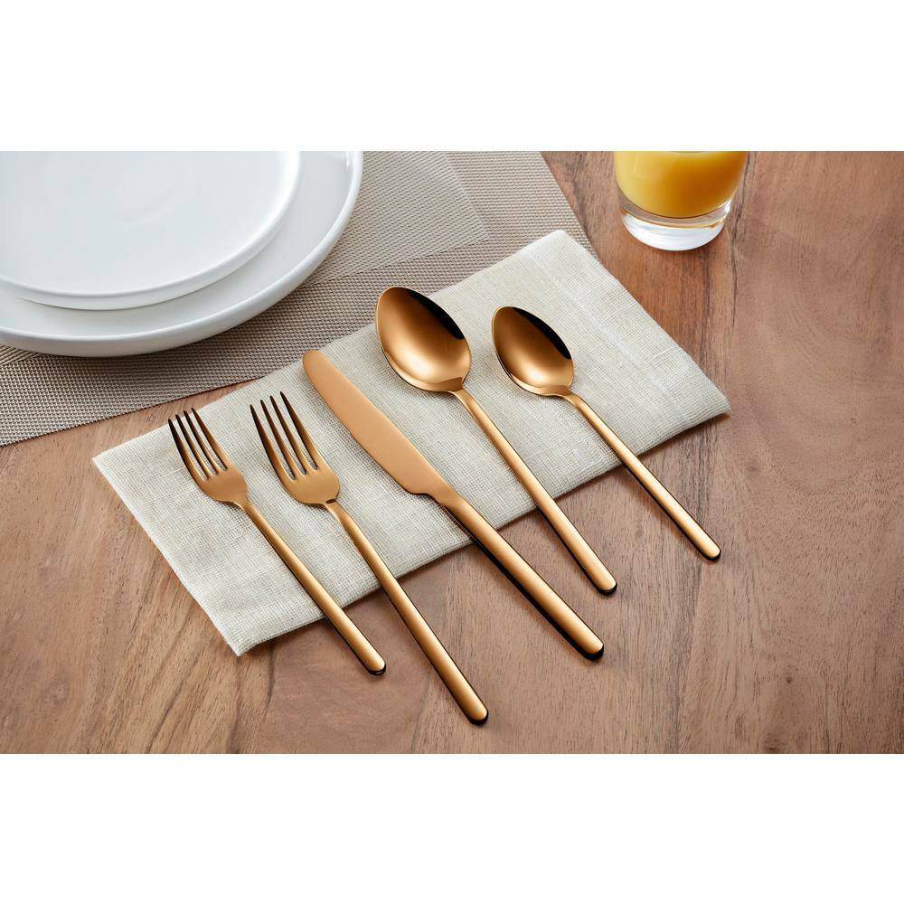 Home Decorators Collection Brenner 40-Piece Copper Finished Stainless Steel Flatware Set (Service for 8) KS6612-40P PVD