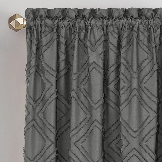 Kate Aurora Contemporary Geometric Shabby Diamond Clipped Rod Pocket Single Window Curtain Panel