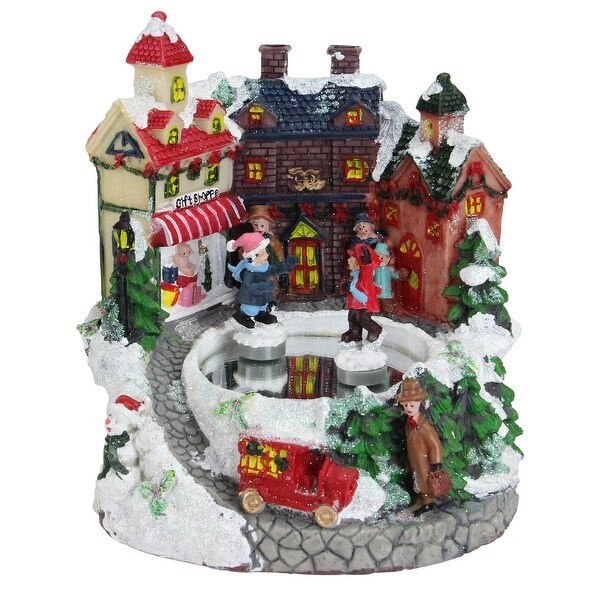 6.5 Animated Victorian Street Gift Shoppe Winter Christmas Music Box