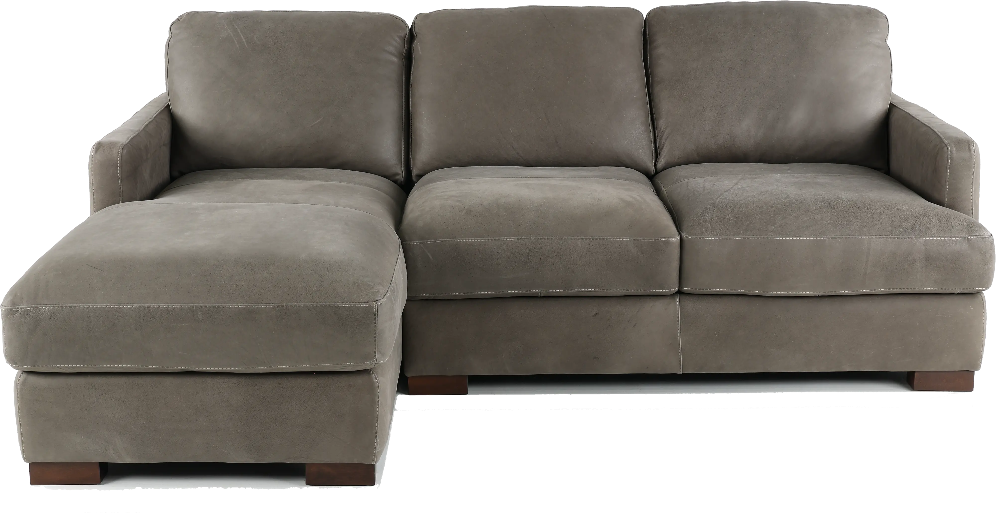 Alabama Pewter Gray Leather 2 Piece Chaise Sectional