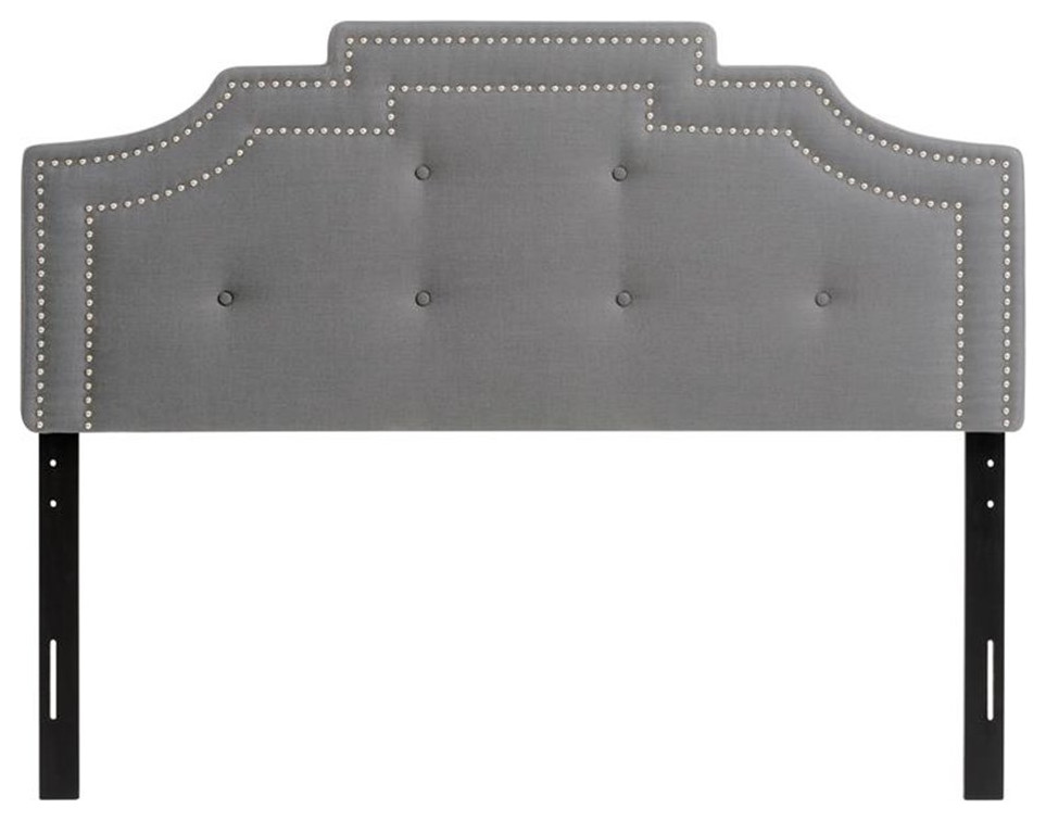 Atlin Designs Fabric Crown Silhouette King Size Headboard in Light Gray   Transitional   Headboards   by Homesquare  Houzz