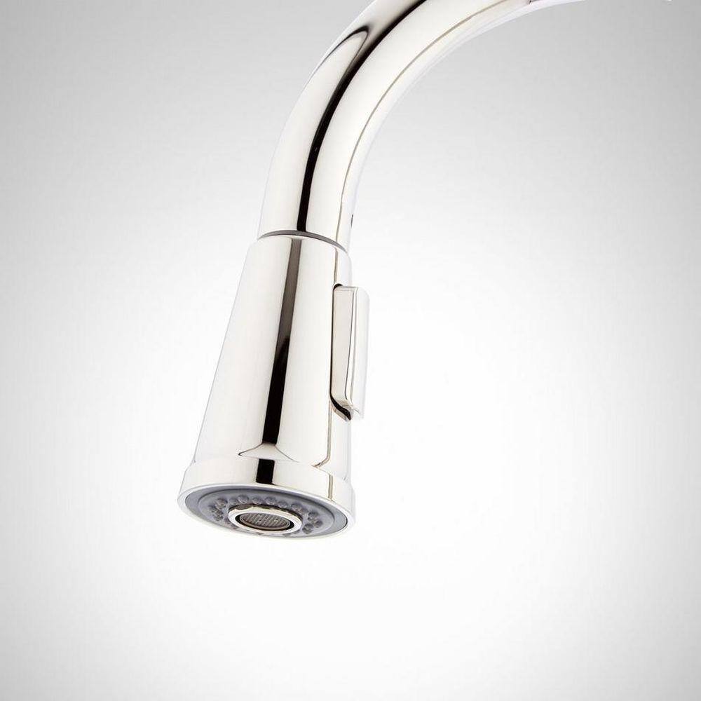 SIGNATURE HARDWARE Greyfield Single Handle Pull-Down Sprayer Kitchen Faucet in Polished Nickel 448180