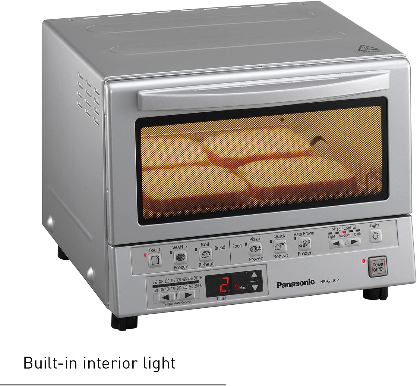 Panasonic Toaster Oven FlashXpress with Double Infrared Heating and Removable 9-Inch Inner Baking Tray， 1300W， 12 x 13 x 10.25， Silver