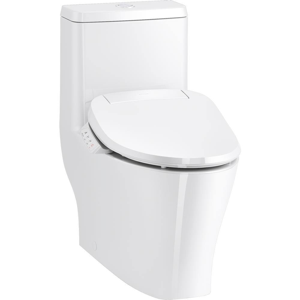 KOHLER Reach 1-piece 1.28 GPF Dual Flush Elongated Toilet in White Seat Not Included K-23188-0